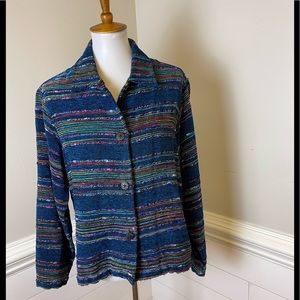 Cold water Creek Multi Color Chenille Striped Jacket S FREE SHIP